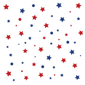 Red blue stars seamless pattern USA patriotic 4th of July background