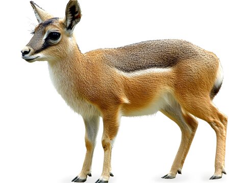 Small dik-dik antelope stands against a clean white background.