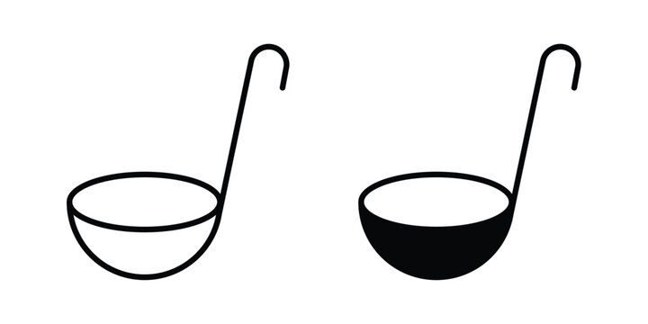 Ladle icon editable designs collection. black and white icons