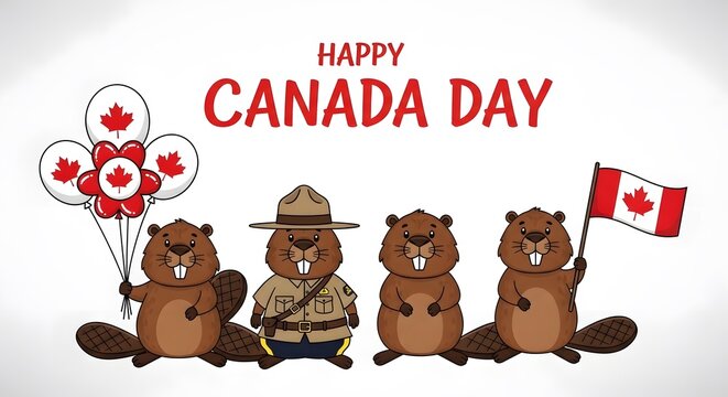 Happy canada day celebrating canadian pride with iconic symbols