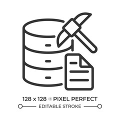 Data mining line icon. Machine learning, database maintenance. Documentation management. Information search. Isolated vector illustration. Outline symbol. Simple linear drawing. Editable stroke © IMG visuals icons