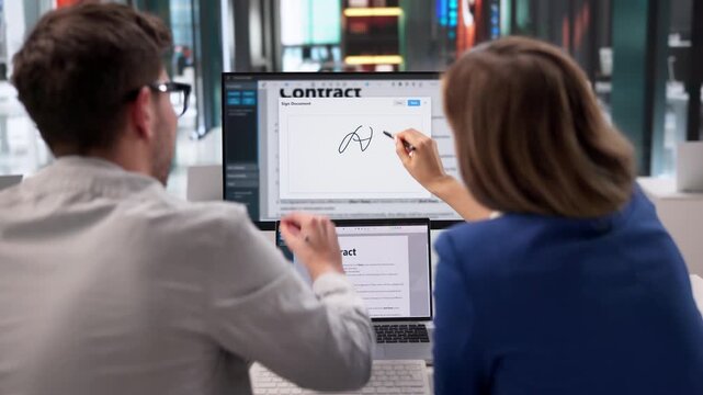 Lawyer Carefully Reviews Contract Documents