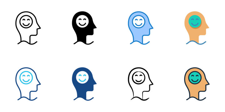 Positivity icons set multiple style collection. Editable stroke 
