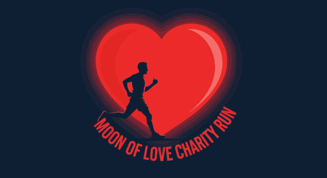 Charity Run Athlete Heart Silhouette Motivational Fitness Concept