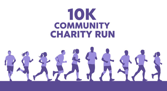 Community Charity Run: Vibrant Visual Depiction of People Participating in a 10K Run