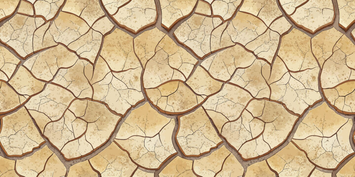 Cracked and dry earth surface showing extensive parched land patterns Vector