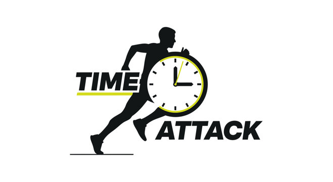Conceptual Illustration Depicting a Runner Interacting Dynamically, a Symbolic Clock Concept