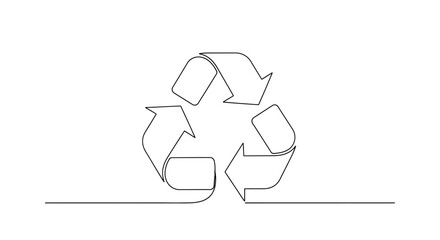 Obraz premium Recycling Symbol Continuous Line Drawing - Eco-Friendly and Sustainable Concept