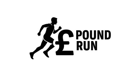 Fototapeta premium Creative Silhouette of Athlete Running Through Symbolic Currency Sign in Motion