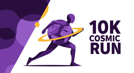 Fototapeta premium Cosmic Run: An Artistic Representation Of Earth In Motion, A 10K Running Event