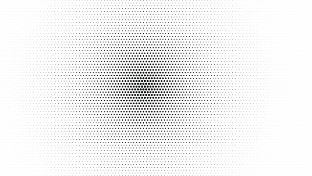 Black dots create a radial halftone pattern with a smooth gradient effect across a white surface