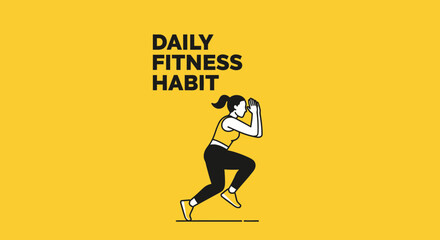 Fototapeta premium Daily Fitness Habit Woman Silhouette Performing Exercise Dynamic Movement And Sport Motivation