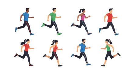 Fototapeta premium Diverse Group Running In Sync Representing Fitness, Exercise, And Healthy Lifestyle