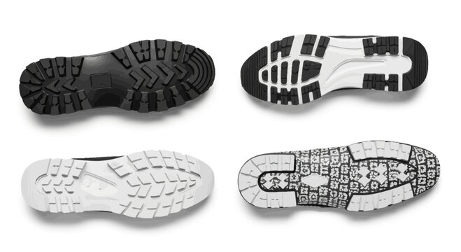 Diverse Shoe Sole Textures and Patterns Showcase Product Design and Footwear Diversity