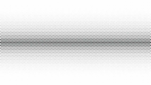 Horizontal band of black halftone dots fades gradually towards the top and bottom on a white surface