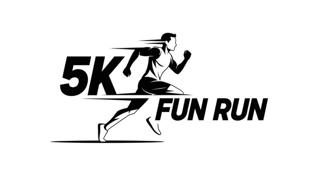 Dynamic 5k Fun Run Graphic With Silhouette Runner Motion Blurs