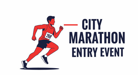 Fototapeta premium Dynamic Athlete Competing in Urban Marathon Race Entry Event Promotion