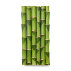 A bundle of fresh green bamboo stalks arranged neatly on a white background © Md Sajol Hossain  Sh
