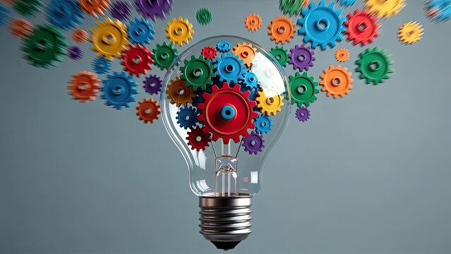 Innovative gear mechanisms transforming ideas into action studio digital art creative dynamic flow
