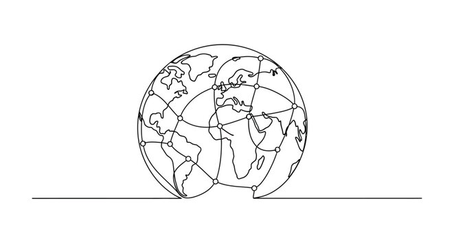 Global Network Connections on Earth Globe, Digital Communication, Internet, Technology Concept