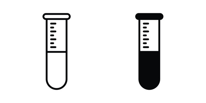 Test tube icon editable designs collection. black and white icons