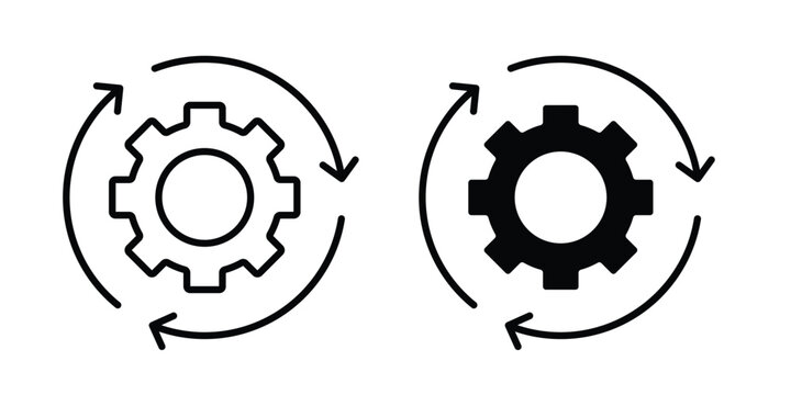 Workflow icon editable designs collection. black and white icons