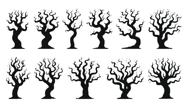 Bare Silhouette: A collection of eerie, bare trees cast a haunting silhouette against the backdrop, evoking a sense of mystery and the impending shadows of the season.