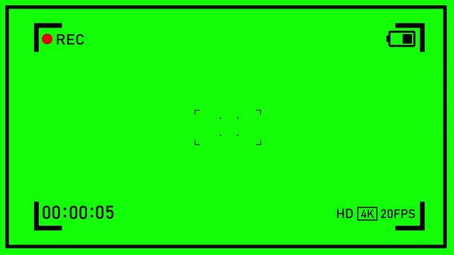 camera viewfinder ui set vector with recording display and focus screen overlay. video camera recording interface with viewfinder screen and focus tracking design.