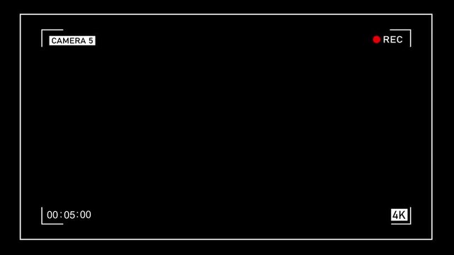 high-quality 4K CCTV camera recording overlay interface featuring a red record dot, timecode, and camera identification label, designed for security footage simulations and video editing projects.