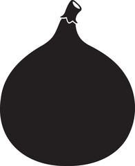 Fototapeta premium Black Silhouette of a Whole Fig on White Background, Minimalist Food Graphic
