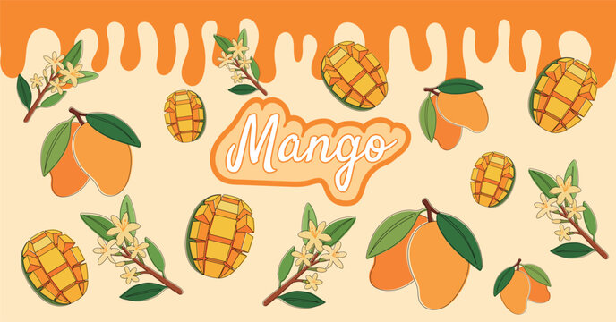 Fruit mango packaging illustration pattern