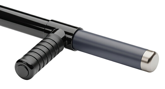 Close-up of a black and gray police baton