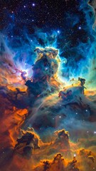 Fototapeta premium A vibrant cosmic nebula with swirling clouds of gas and dust