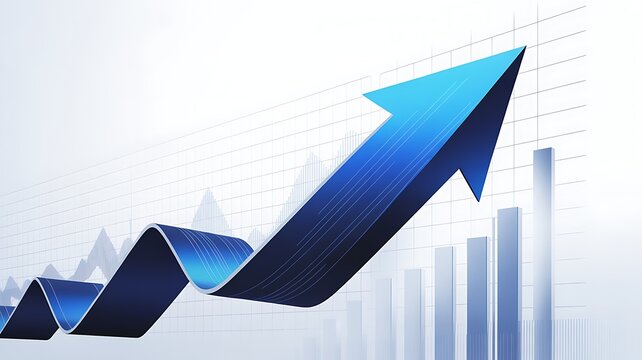 Grafik panah biru yang menakjubkan menunjukkan kemajuan bisnis yang meningkat