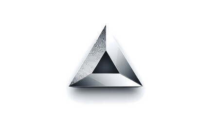 Fototapeta premium Silver triangular prism with circuit board pattern.
