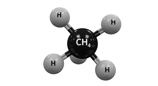Methane molecular structure a ball and stick model representation