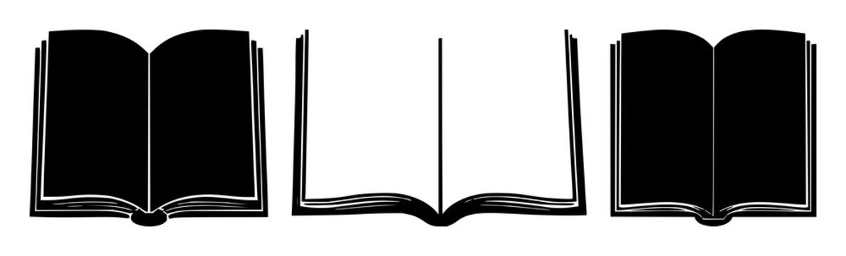 Large Language Model Book set with solid black icon on white background featuring book, AI, icon with vector and illustration