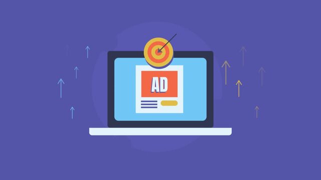 Programmatic advertising framework visualization, precision audience targeting algorithm, digital campaign upward trending KPIs.