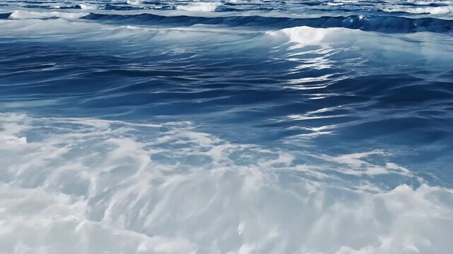 Close up of ocean waves crashing and rolling in the sea.