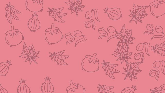 Vibrant botanical sketch pattern video background.