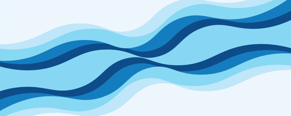 Fototapeta premium Seamless sea waves layered vector background. Blue ocean waves. Water wave pattern design.eps,10