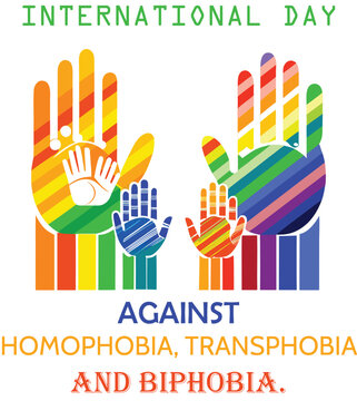 Colorful hands representing diversity and solidarity for international day against homophobia high quality