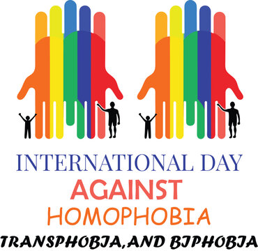 Colorful hands united in solidarity for international day against homophobia and biphobia