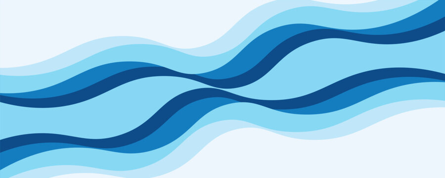 Seamless sea waves layered vector background. Blue ocean waves. Water wave pattern design.eps,10