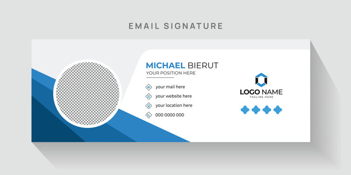 Professional Email Signature Template with Modern Blue Wave Design, Clean Corporate Business Layout for Personal Branding, Contact Information, Digital Communication, Gmail and Outlook