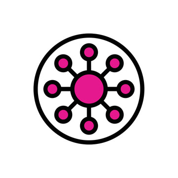 Pink Network Connection Diagram Icon.