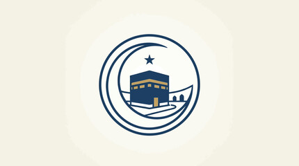 Naklejka premium Islamic Mosque Icon Symbol Religious Architecture Design.