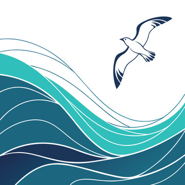 Abstract Ocean Waves with Gradient Flow Vector Illustration