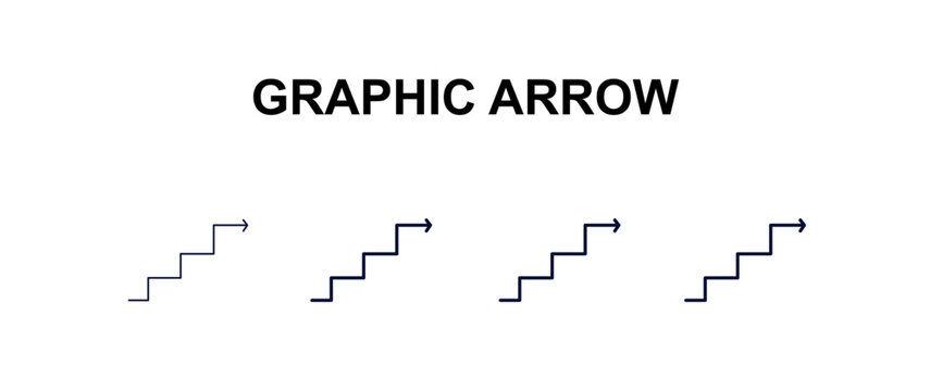 graphic arrow multi-style outline icon set - business concept. Thin line, regular, filled, colored graphic arrow icon