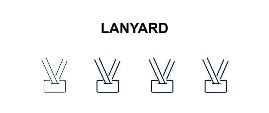 lanyard multi-style outline icon set - business concept. Thin line, regular, filled, colored lanyard icon